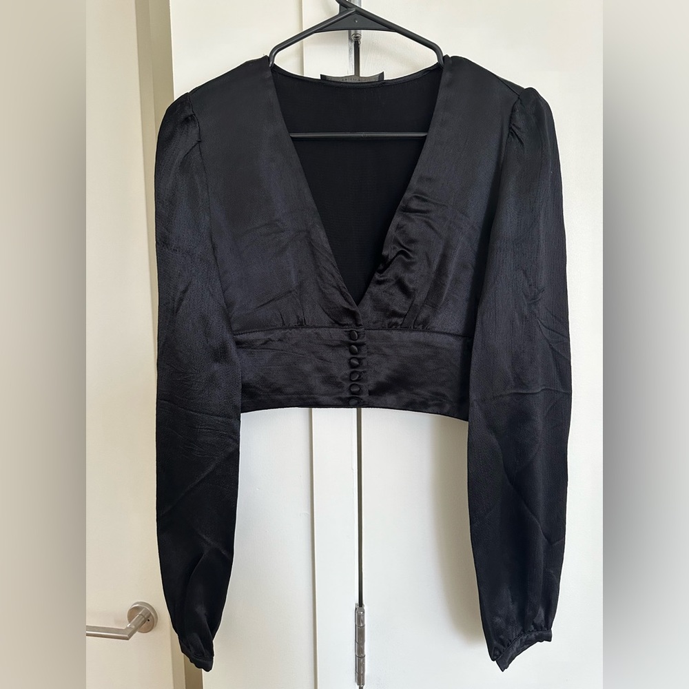 Zara Black Satin Crop Top sz Medium